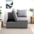 Convertible Ottoman Sofa with Storage, Modern Sackcloth Futon Couch with 2 Pillows Adjustable Backrest, Recliner Folding Loveseat for Living Room, Apartment Dorm, Office,Grey