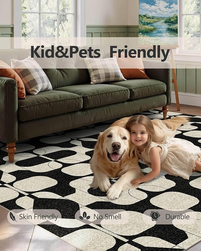 Latte&Fog 8x10 Area Rugs for Living Room, Large Vintage Washable Rug, Boho Non - Image 7