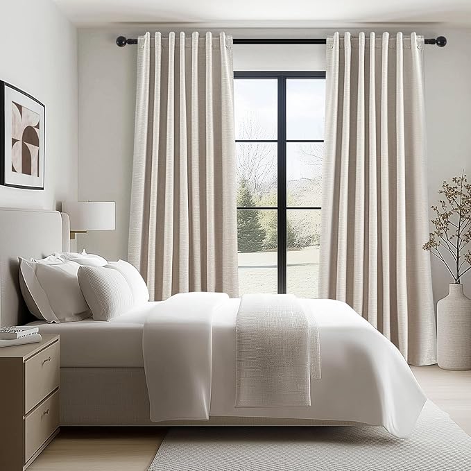 Oatmeal 105 Inch Long Curtains for Living Room Custom, Sun Blocking Elegant - Image 7