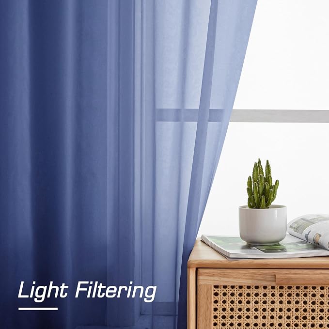 OWENIE Sheer Curtains 84 Inches Long 2 Panels Set - Image 4