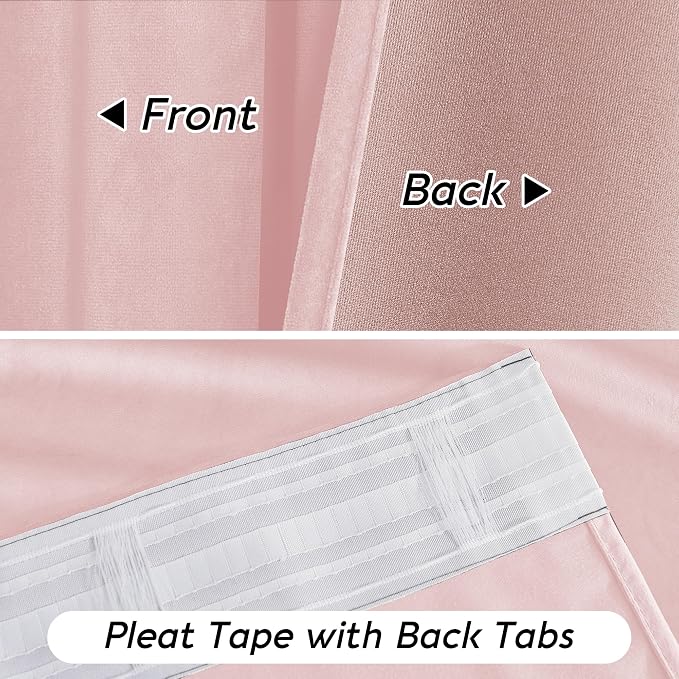 RYB HOME Pink Velvet Curtains 84 inches, Back Tab Soft Fabric Room Darkening - Image 4