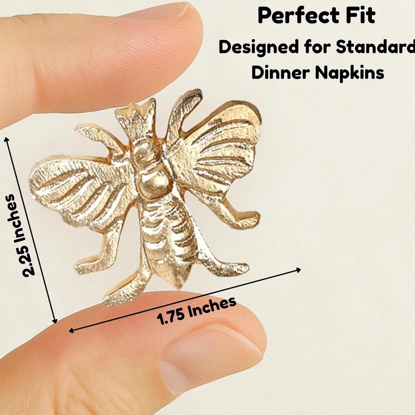 Gold Napkin Rings Set of 12 - Elegant Bee Napkin Rings with Sturdy Lightweight Metal Design - Durable & Versatile for Table Settings, Special Occasions, Decor & Gift Giving Ideas - CLEENTABLE