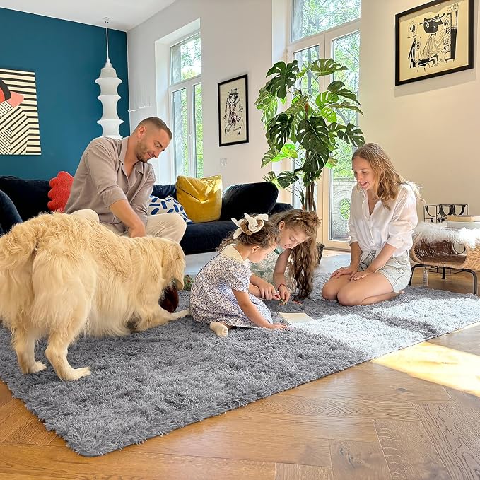 OLANLY Area Rugs for Living Room Bedroom, Machine Washable 4x5.9 ft Soft Fluffy - Image 5