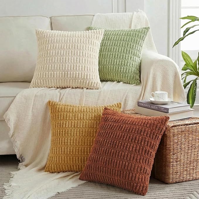 Fancy Homi 4 Packs Boho Fall Decorative Throw Pillow Covers 22x22 Inch by Fancy+Homi