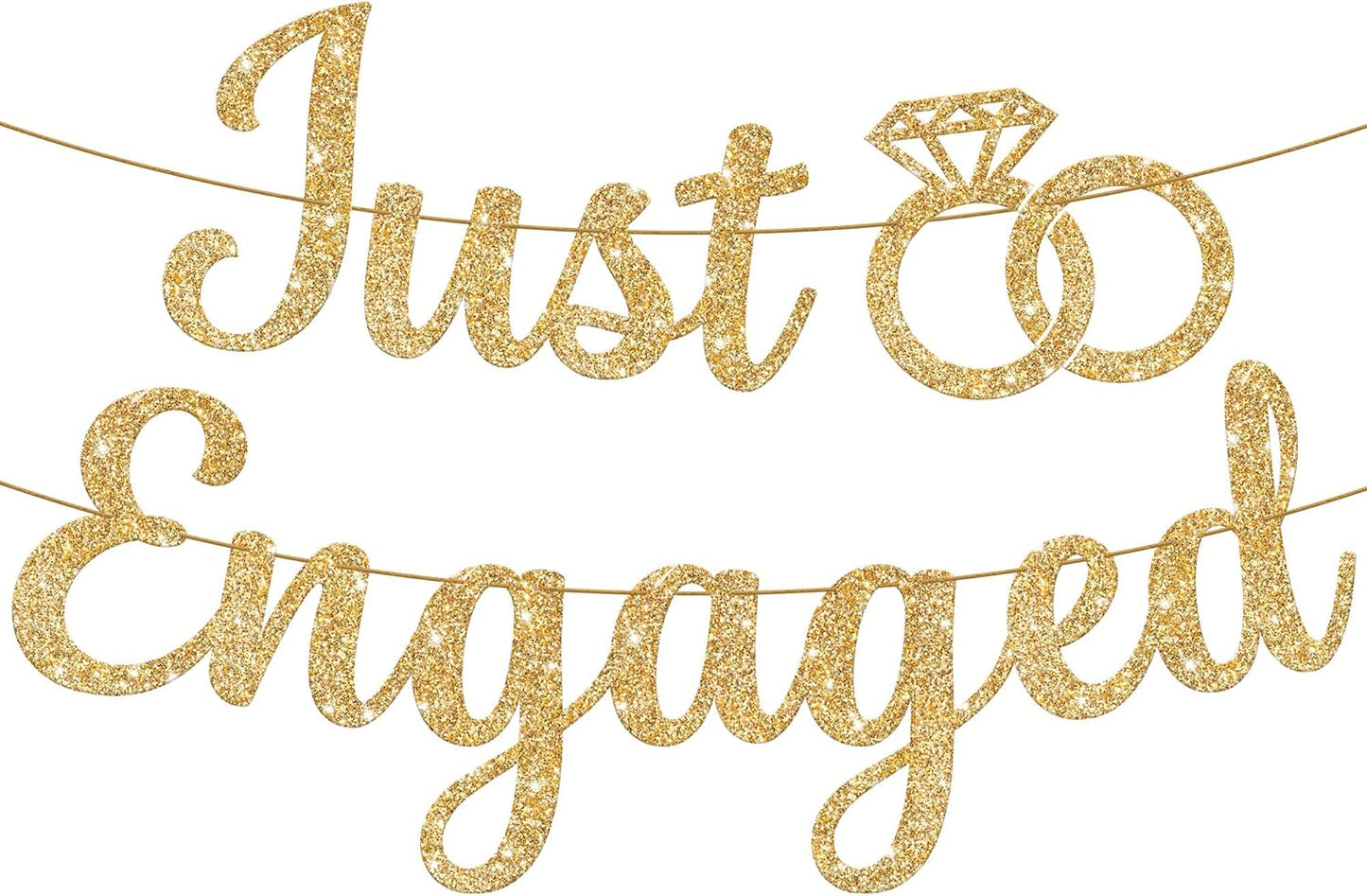 KatchOn, Glitter Gold Just Engaged Banner - 10 Feet, No DIY | Engagement Banner for Just Engaged Decorations | Engagement Party Decorations | Party Decorations