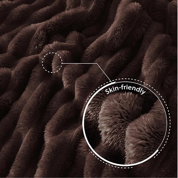 Exclusivo Mezcla King Size Flannel Fleece Blanket, Super Soft Striped Jacquard - Image 5