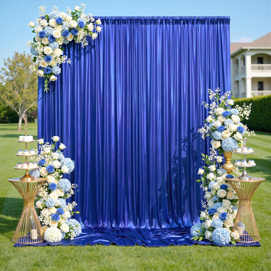 10x10ft Shimmer Royal Blue Sequin Backdrop Curtain for Parties, Thick Wrinkle Free Glitter Blue Photo Backdrop Drapes Curtains for Birthday Wedding Photography Background-2 Panels 5x10ft