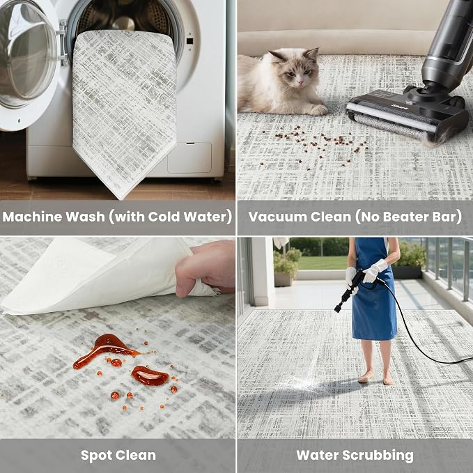 5x8 Area Rugs Washable Rug: Anti-Skid Abstract Modern Living Room Rug Soft Thin - Image 5