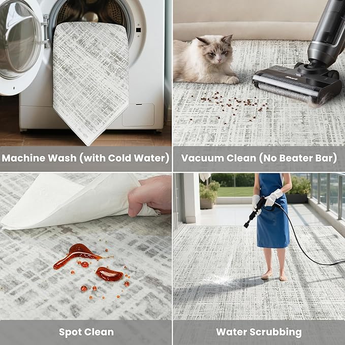 9x12 Area Rugs Washable Rug: Anti-Skid Abstract Modern Living Room Rug Soft - Image 3