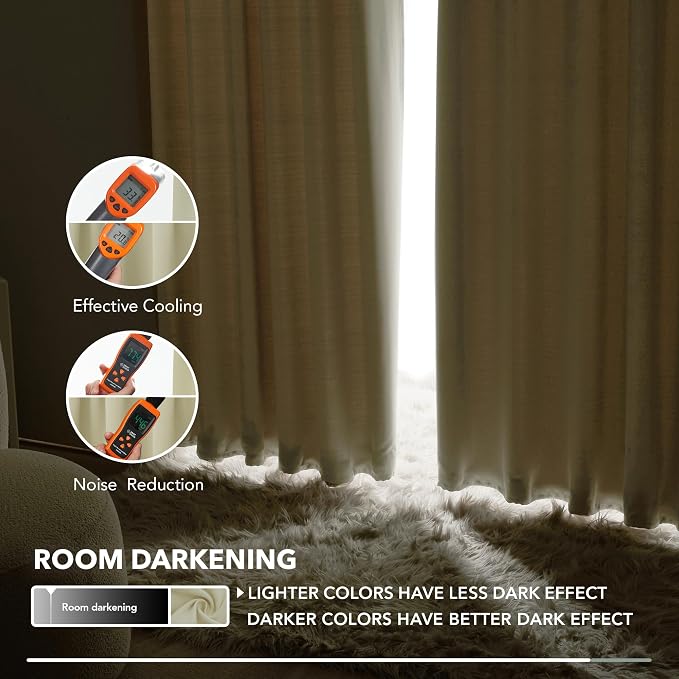 Deconovo Blackout Curtains, Thermal Insulated, W52 x L95 2 Panels, Back Tab - Image 7
