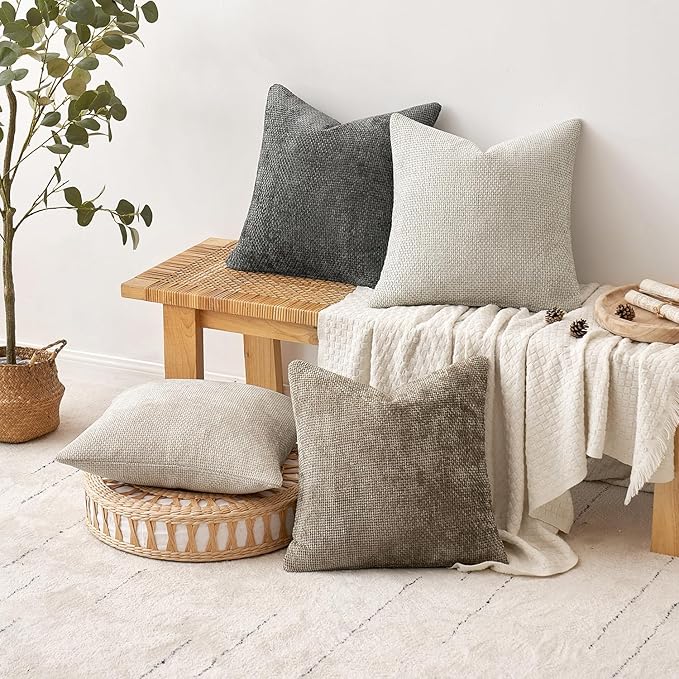 MIULEE Pack of 4 Couch Throw Pillow Covers 24x24 Inch Neutral Soft Decorative - Image 4