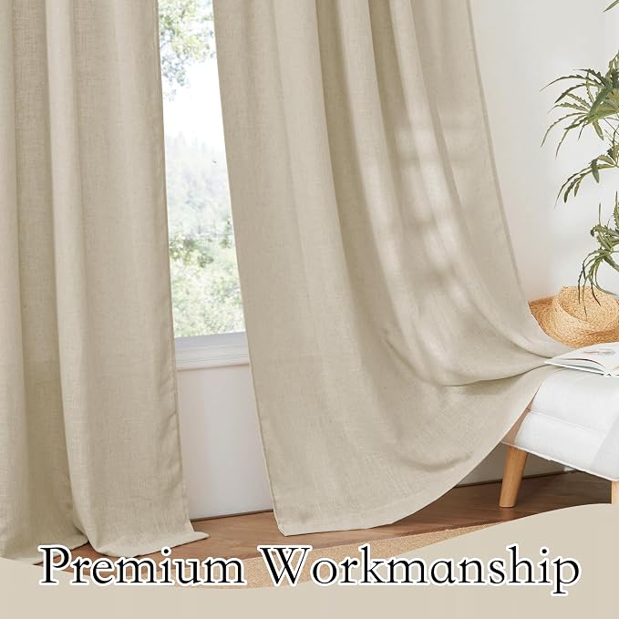 RYB HOME Linen Curtains Semi Sheers - Image 5