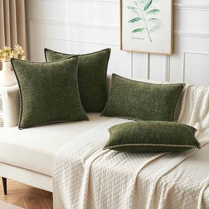 MIULEE Pack of 2 Couch Throw Pillow Covers 20x20 Inch Olive Green Farmhouse - Image 5