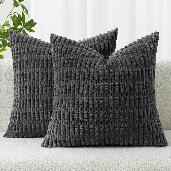 MIULEE Pack of 2 Corduroy Decorative Throw Pillow Covers 16x16 Inch Soft Boho by MIULEE