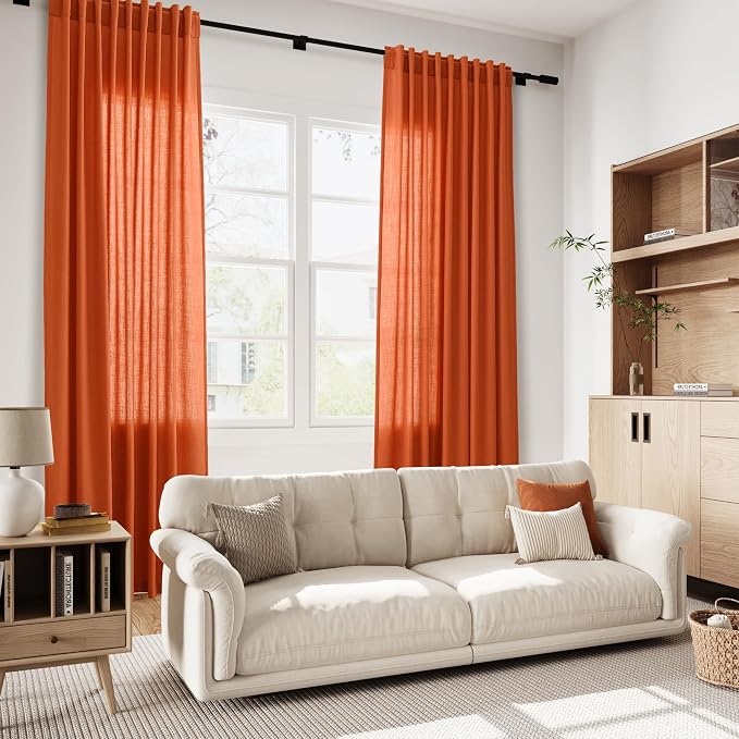 Bright Orange Curtains 63 Inches Long 2 Panel Sets - Image 7