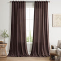 Coffee Brown Linen Curtains for Living Room 98 Inches Long Light Filtering Semi by Nanspring
