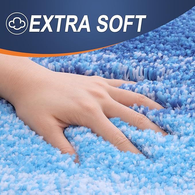OLANLY Bathroom Rugs Mat 24x16, Extra Soft Absorbent Microfiber Bath Rugs, Rubber Backing, Quick Dry, Washable Bath Mats for Bathroom Floor, Tub and Shower, Home Decor Accessories, Light Royal Blue