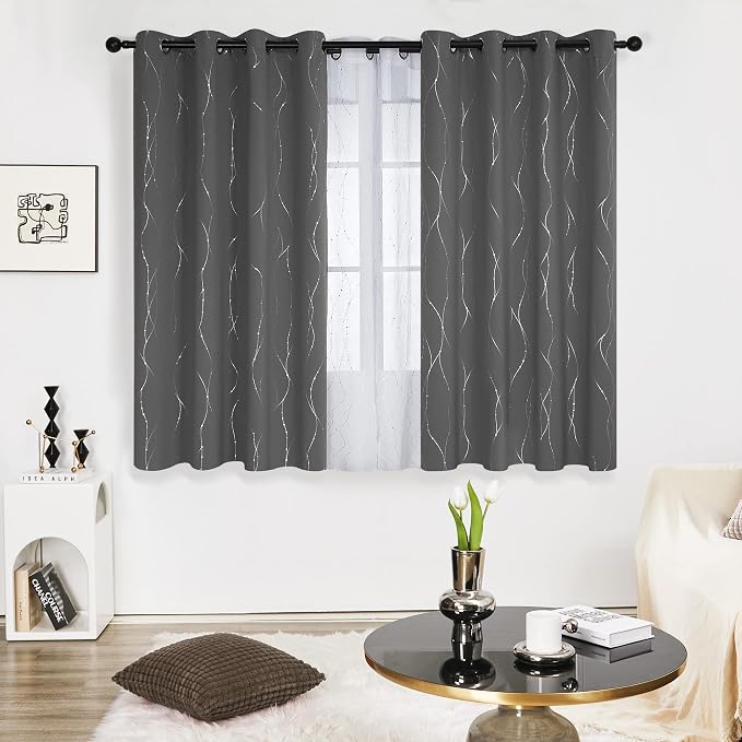 Deconovo Kitchen Curtains, Short Blackout Drapes 52 x 54 Inch, Thermal - Image 2
