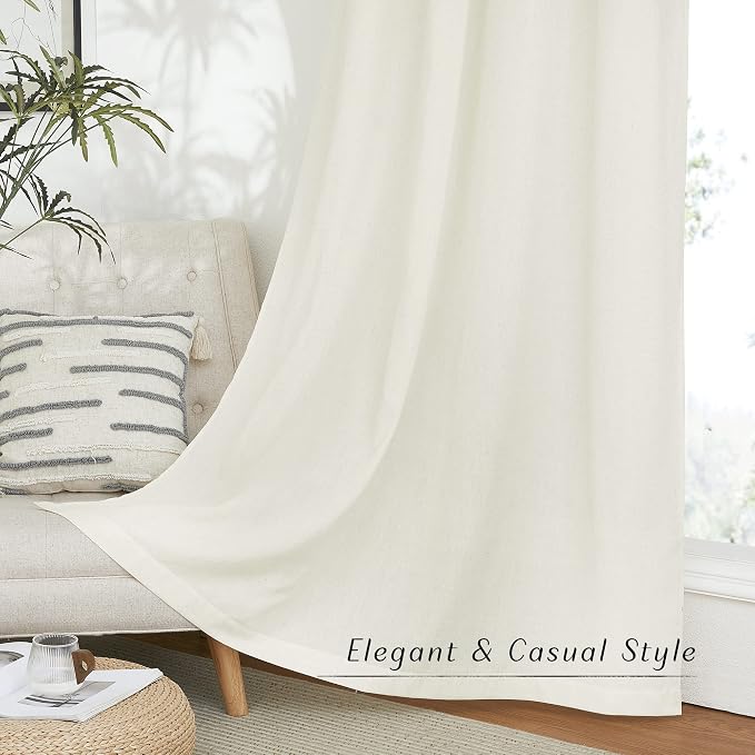 NICETOWN Linen Off White Window Curtains 84 inches Long, Grommet Thick Linen - Image 5