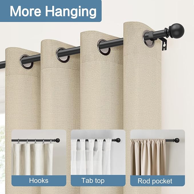 Black Curtain Rods for Windows 28 to 60 Inch, 5/8 Inch Diameter Stainless Steel - Image 3