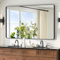 TETOTE Black Vanity Mirror 48 x 30 Matte Black Bathroom Mirrors, Tempered Glass, Modern Farmhouse Wall Mounted Mirror for Decorative(Horizontal/Vertical)