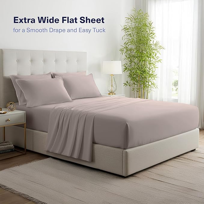 Kickoff Viscose Bamboo Sheets Twin Size 3-pc 100% Organic Bamboo Viscose Bed Cooling Sheets Twin Size Set Cool Bedding for hot Sleepers Sheet, Flat, Fitted, Pillowcase (Grey Mist, T)