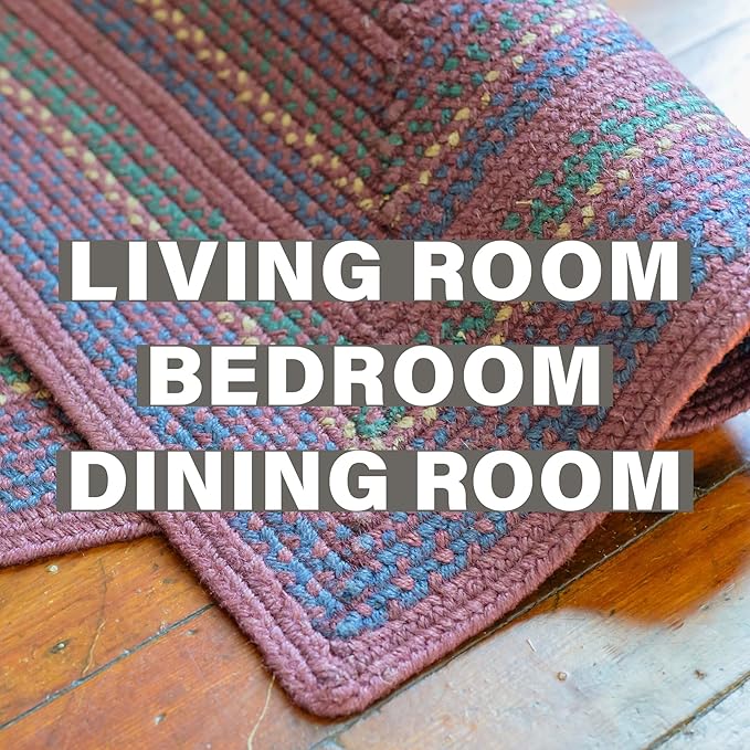 Jamestown Burgundy Braided Oval Area Rugs, Jute, 5x8' - Rustic Cabin Decor for Living Room, Dining Room, Everywhere