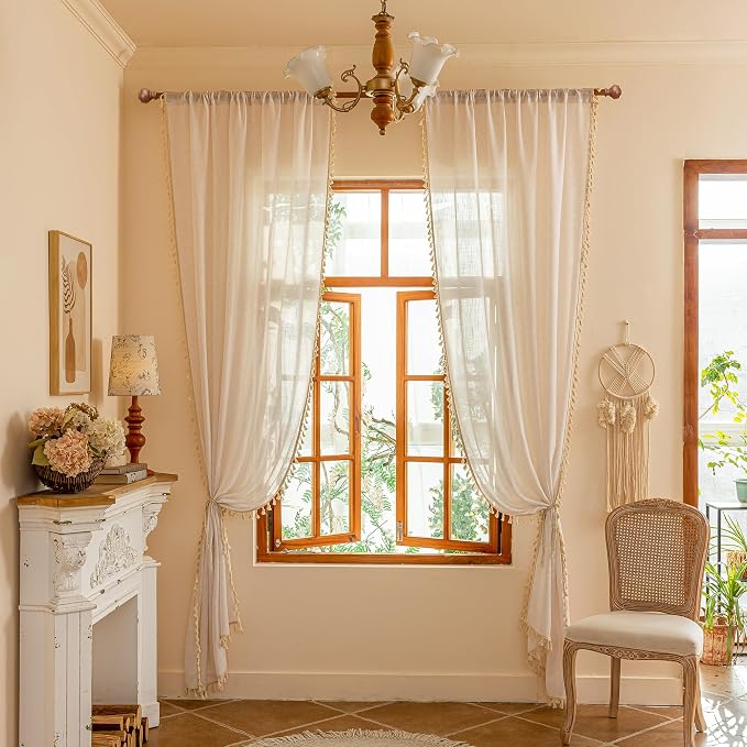 MYSKY HOME Boho Cream Curtains - Image 8