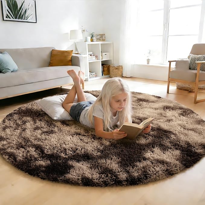 Fluffy Round Rug, Soft Area Rugs by yulidayang