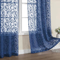 OWENIE Furman Blue Sheer Curtains 96 inches Long by OWENIE