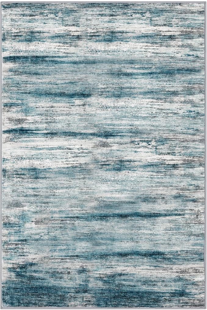 KOZYFLY Washable Area Rug 5x7 Modern Ombre Living Room Thin Rug Non-Slip Soft - Image 8