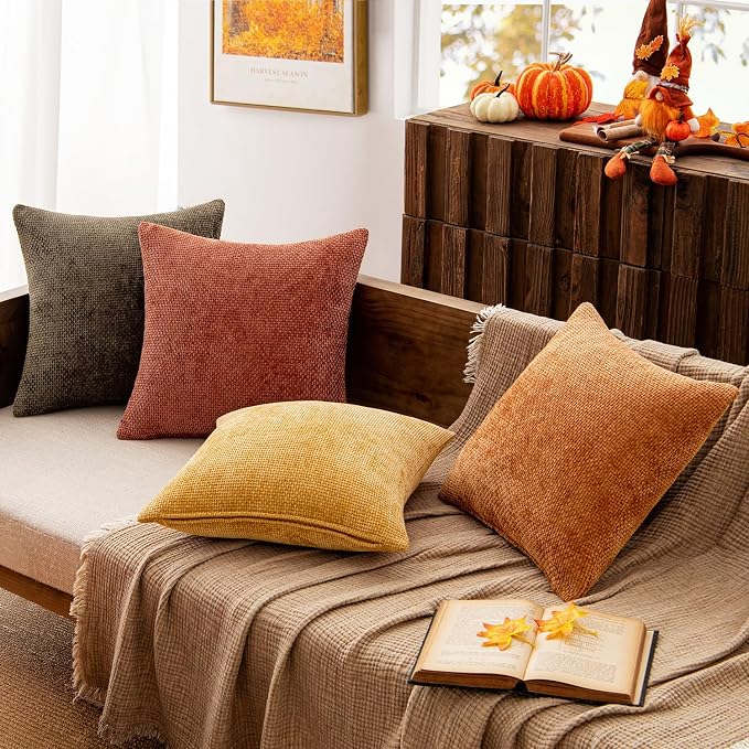 MIULEE Pack of 4 Orange/Yellow Couch Throw Pillow Covers 20x20 Inch Halloween - Image 9