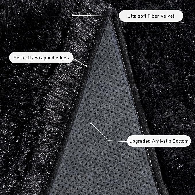 Black Rugs for Living Room 10x14, Soft Shaggy Modern Shag Area Rug for Bedroom - Image 4