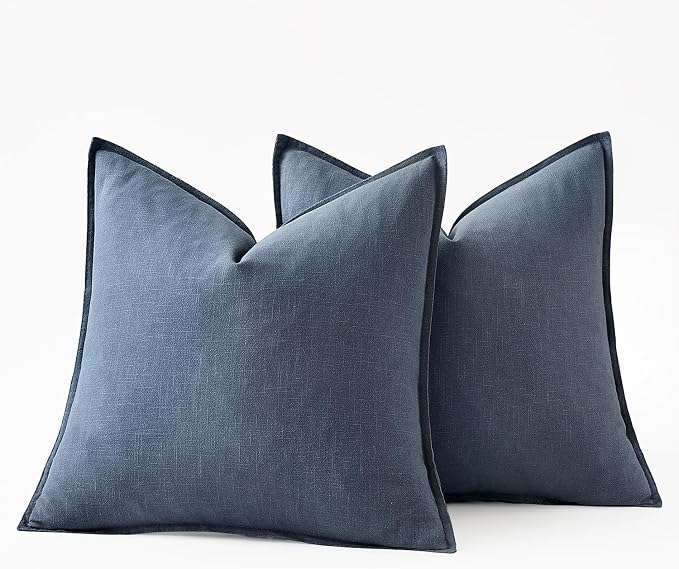 MIULEE Decorative Linen Pillow Covers 18x18 Inch Blue Ashes Boho Farmhouse - Image 7