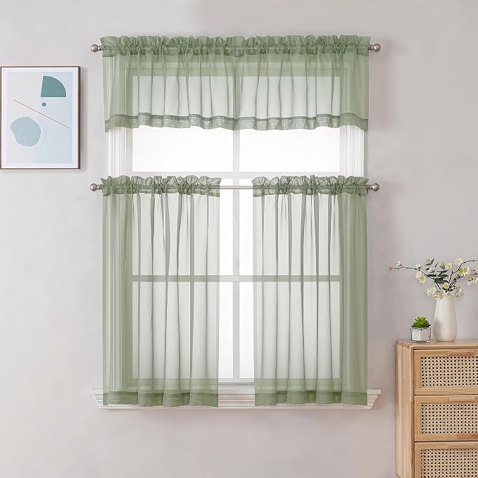 Chyhomenyc Sheer Window Valance Curtains, 42x14 Inches 2PCS, Light Filtering - Image 2