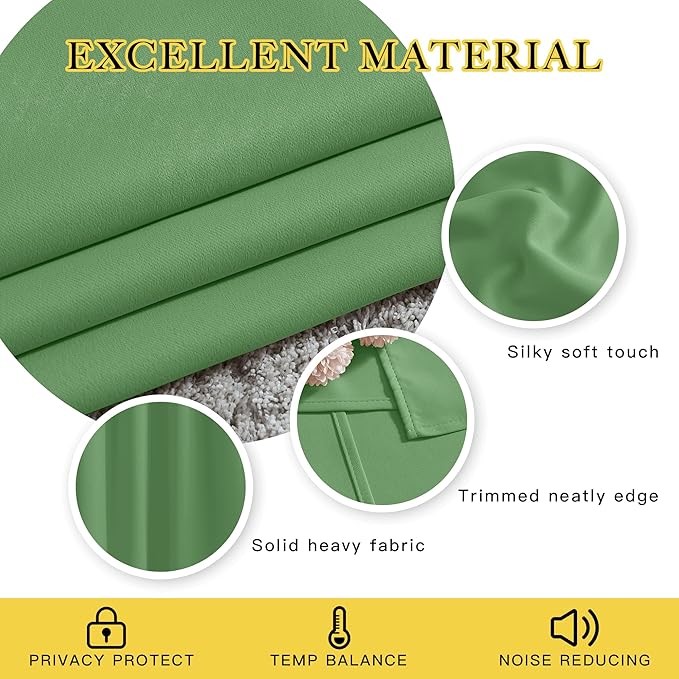 NICETOWN Blackout Forest Green Curtains 84 inches Long, Grommet Room Darkening - Image 4