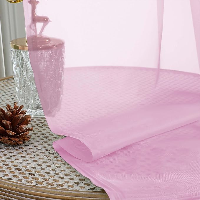 OVZME Light Pink Sheer Curtains 84 Inches Long 2 Panels Set, Light Filtering - Image 2