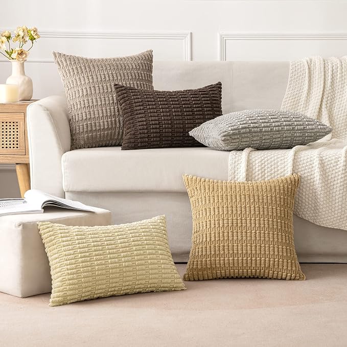 MIULEE Pack of 2 Corduroy Decorative Throw Pillow Covers 16x16 Inch Soft Boho - Image 5
