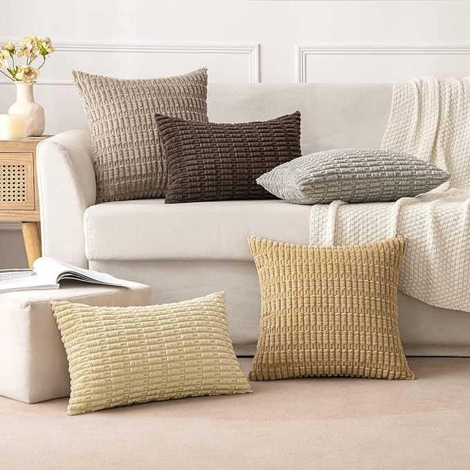 MIULEE Pack of 2 Corduroy Decorative Euro Sham Throw Pillow Covers 24x24 Inch - Image 3