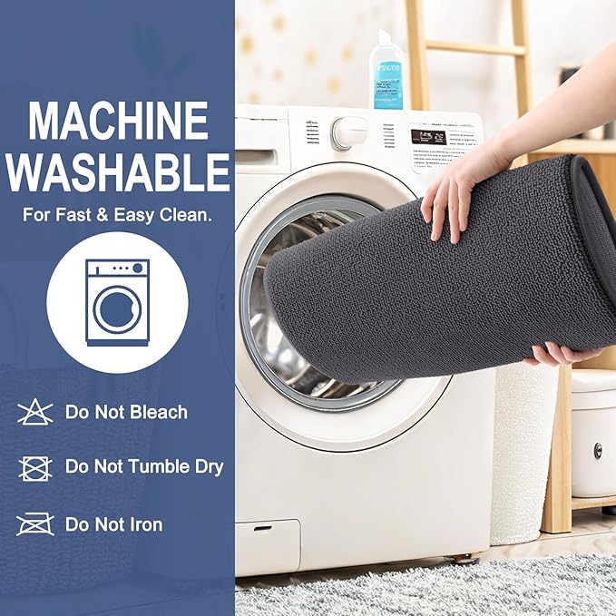 OLANLY Thick Memory Foam Bath Mat Rug 47x24, Extra Soft Absorbent Bathroom Rug, Quick Dry Bath Mats, Non-Slip, Machine Washable Carpet for Bathroom, Tub and Shower, Home Decor Accessories, Dark Grey