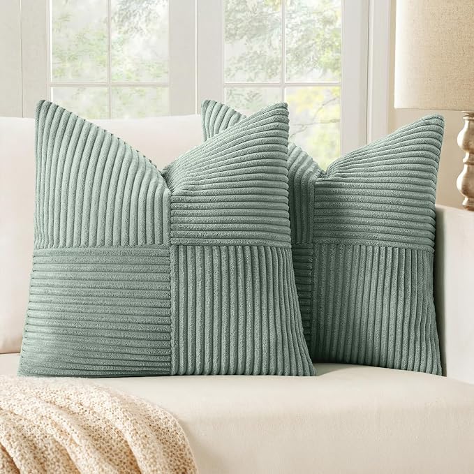 MIULEE Greyish Green Decorative Throw Pillow Covers 18x18 Inch by MIULEE