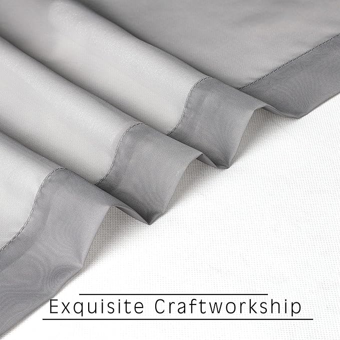 OVZME 2 Panels Sheer Curtains 63 Inches Long Rod Pocket Light Weight Soft Voile - Image 7