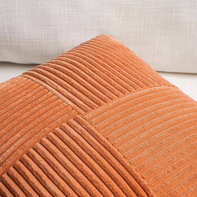 Fancy Homi 2 Packs Burnt Orange Decorative Throw Pillow Covers 20x20 Inch - Image 4
