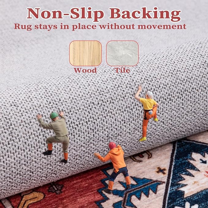 SERISSA 7x10 Area Rugs for Living Room, Large Washable Non-Slip Boho Rug - Image 4