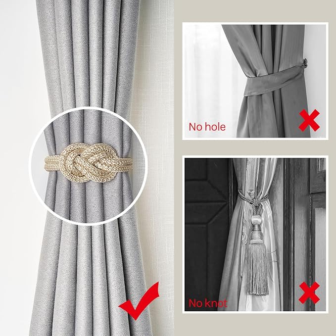 NICEEC 2 Pack Mini Magnetic Curtain Tiebacks Nordic Simple Style Drape Tie - Image 2