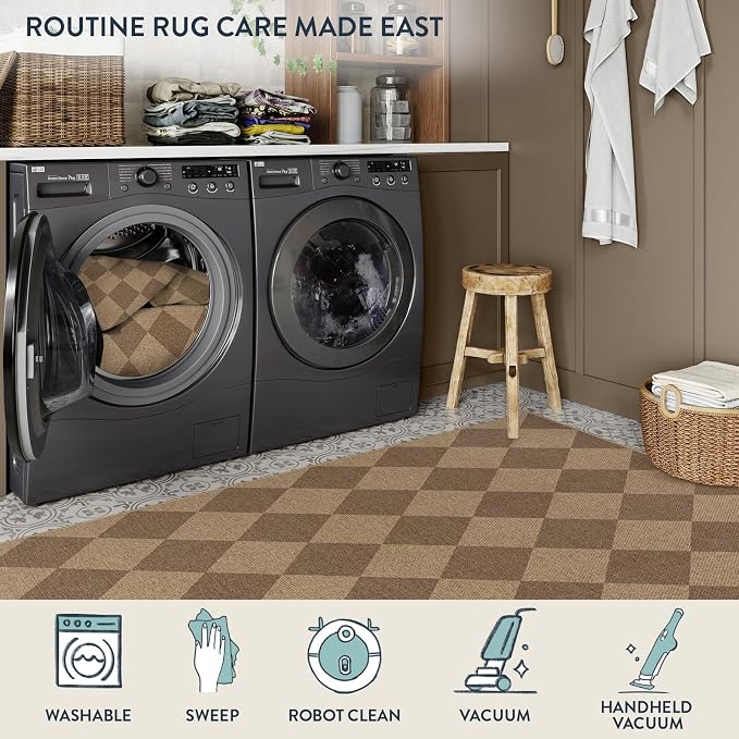 Lahome Checkered Easy Runner Rug, 2x8 Carpet Runners - Image 5