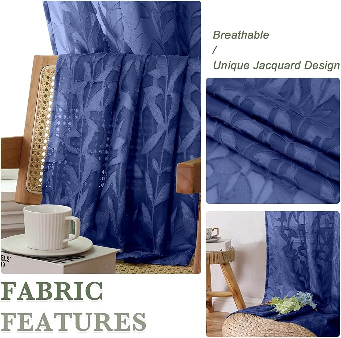 Lecloud Leia Dusty Blue Sheer Curtains 72 Inch Length 2 Panels, Airy & - Image 7