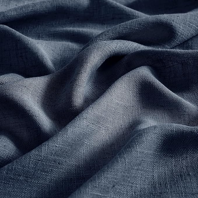 MIULEE Navy Blue Linen Curtains 90 Inch Length 2 Panels - Image 4