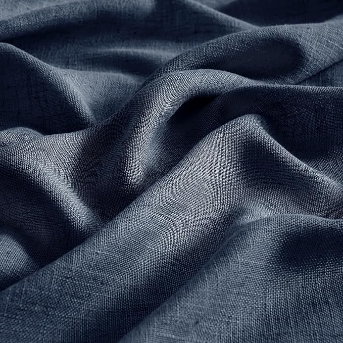 MIULEE Navy Blue Linen Curtains 72 Inch Length 2 Panels - Image 4