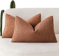 Foindtower Pack of 2 Textured Boucle Throw Pillow Covers Accent Solid Decorative Lumbar Pillow Cases Soft Couch Cushion Case for Chair Sofa Bedroom Living Room Home Decor 12x20 Inch Burnt Orange Hazel